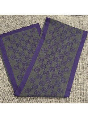 Michael Kors Jetset Scarf Purple Grey Logo Print Rectangle Double Sided